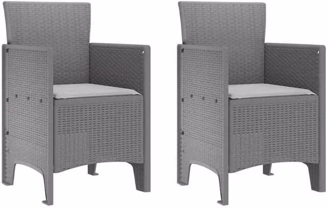 Berkfield Home Set of 2 Modern Grey Polyethylene Rattan Garden Chairs