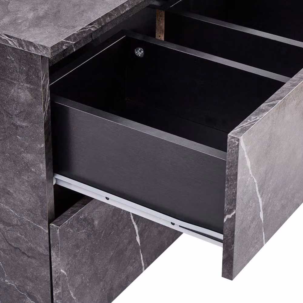 Wyld and Coco Black Marble Wall Mounted Fluted Front 2 Deep Drawers W: 60 cm, D: 47 cm – 6