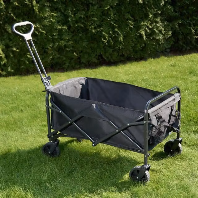 OHS Foldable Outdoor Garden Trolley Cart and Camping Wagon in Black – 1