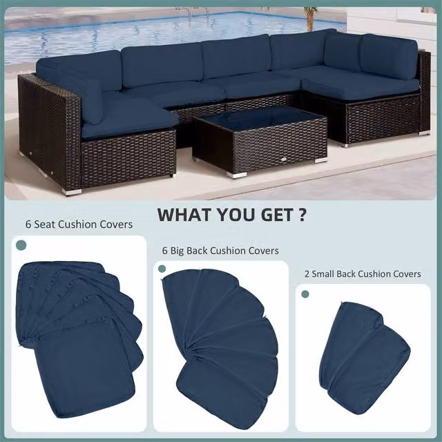 Outsunny Blue Polyester Sofa Cushion Cover with Zip – 1