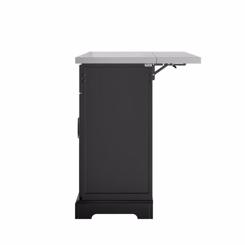 SoBuy European-style Mobile Drop-Leaf Kitchen Island with 2 Drawers and Adjustable Shelf in Black – 3