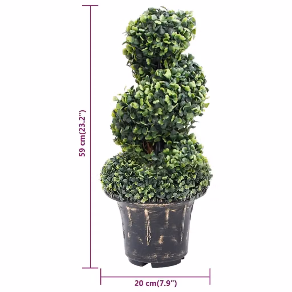 Berkfield Home Artificial Green Boxwood Spiral Potted Plant, Height: 59 cm – 5
