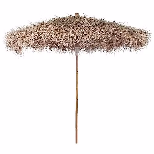 vidaXL Bamboo Garden Parasol with Banana Leaf Roof, Brown, W: 260 cm, H: 210 cm – 1