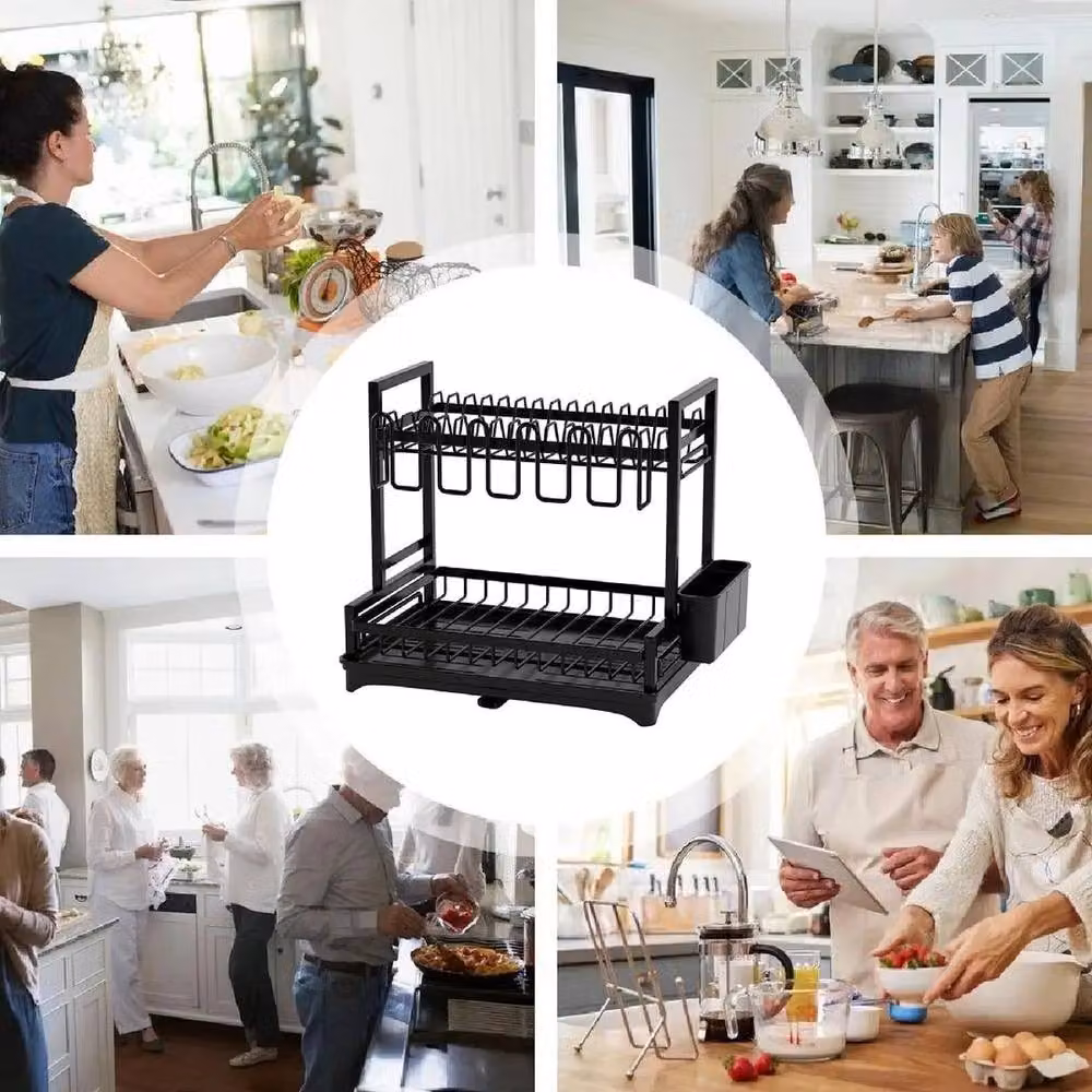 SPETLEK Black Coated Steel Kitchen Dish Storage and Draining Rack, Large – 2
