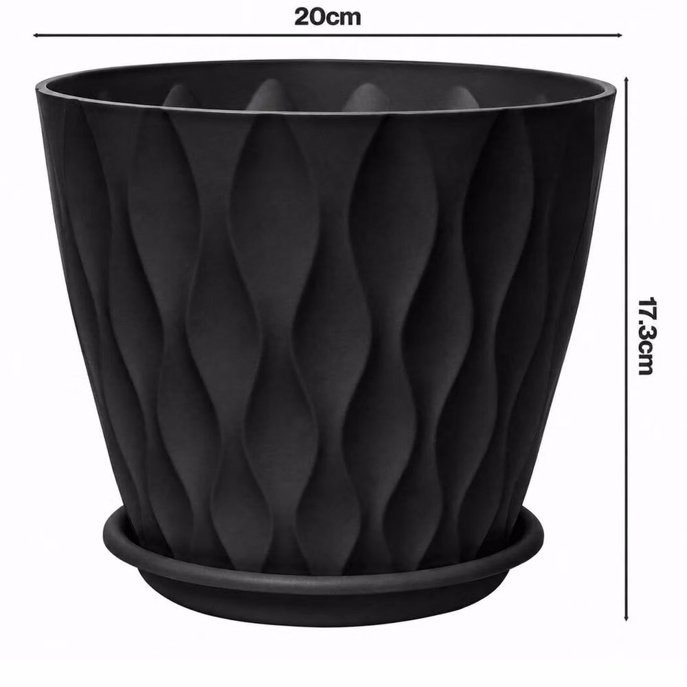 Toque 5-Piece Black Plastic Indoor Plant Pots with Drainage, 20 cm – 4