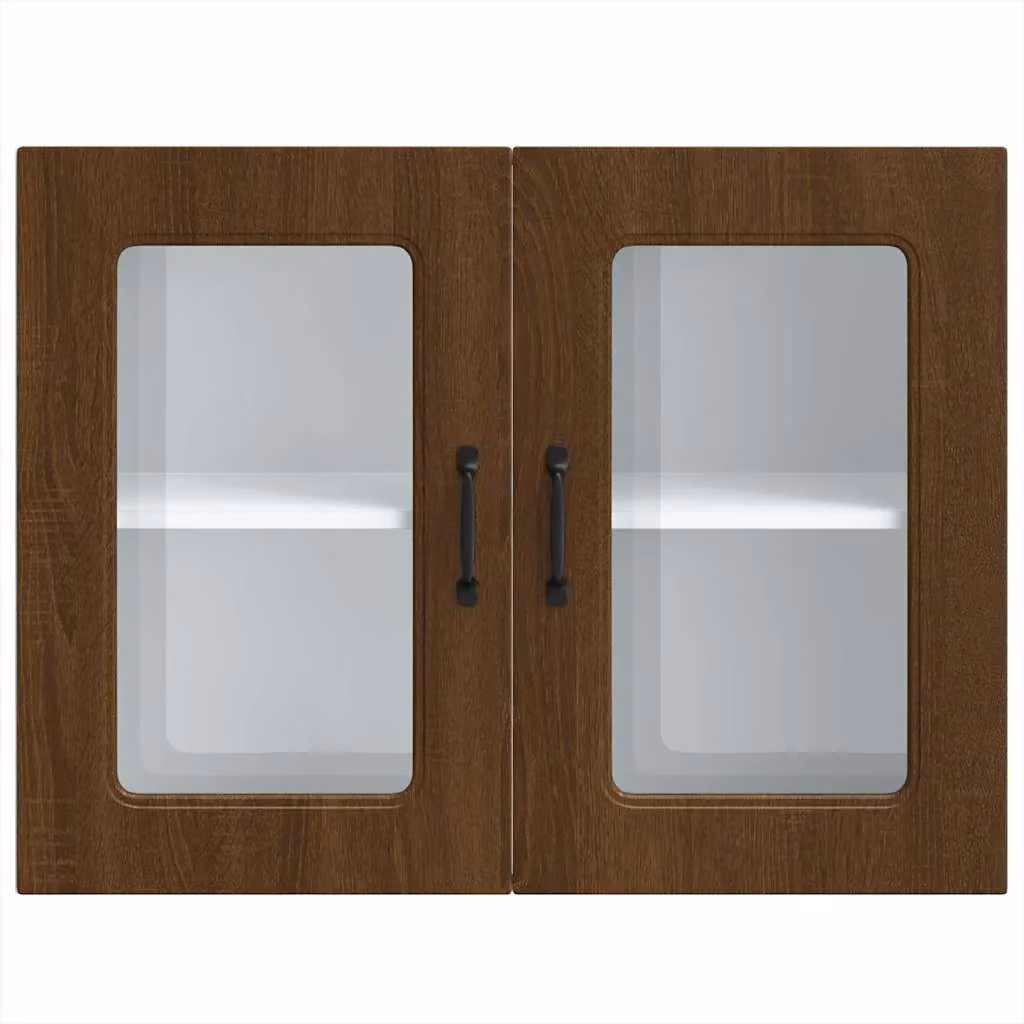 Berkfield Home Kalmar Modern Wall Mounted Kitchen Cabinet with Glass Doors in Brown Oak – 3
