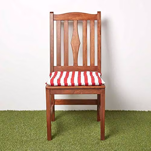 HOMESCAPES Red and White Striped Maritime Seat Pad Cushion, W/D/H: 40 x 40 x 6.5 cm – 3
