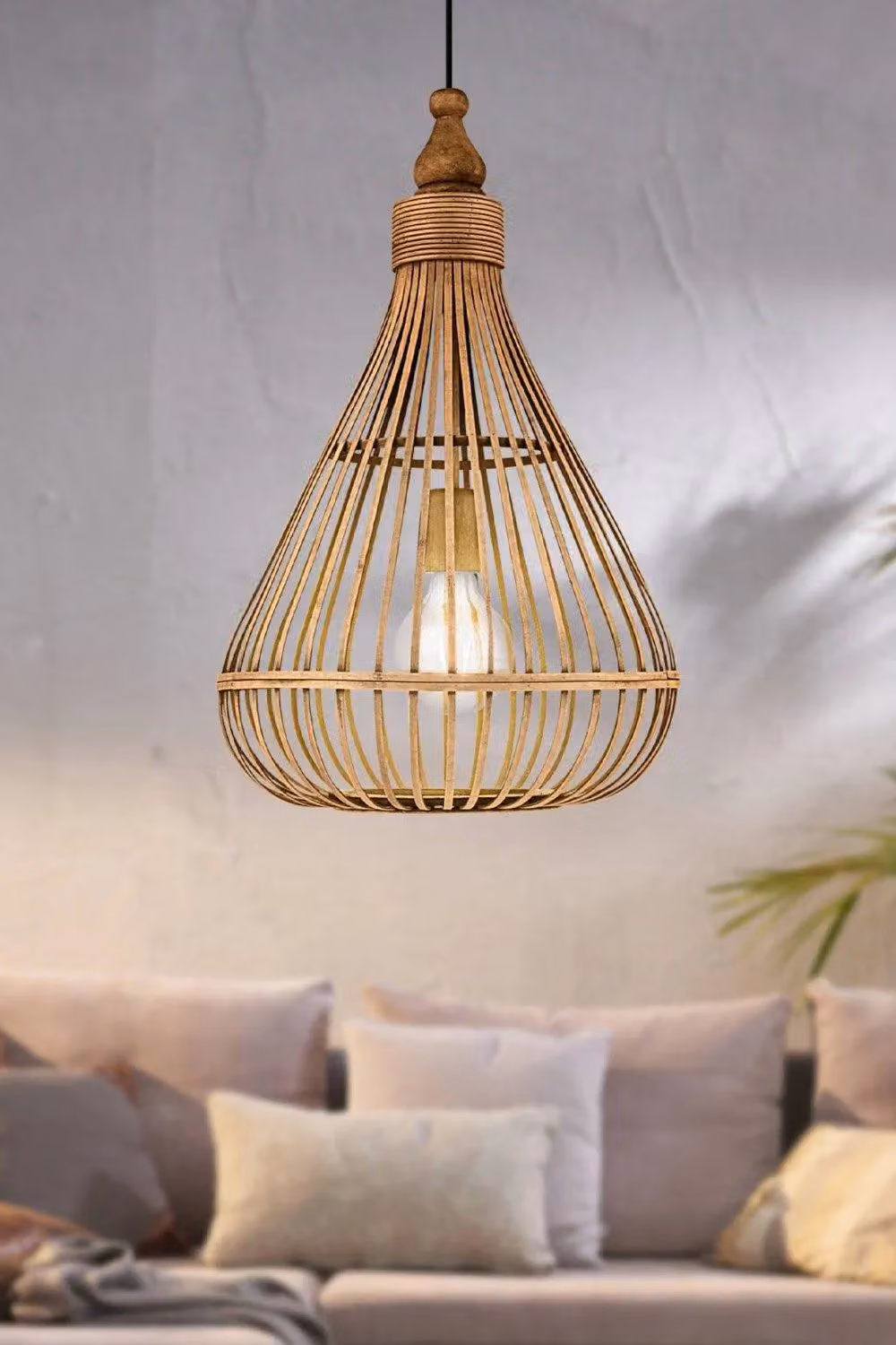 Eglo Amsfield Rattan Pendant Light, Brown – 2