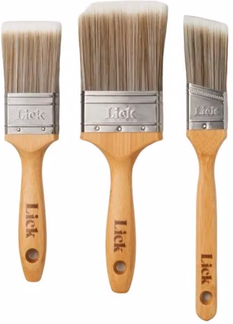 Lick Pro Angled Bamboo Paint Brush, Pack of 3, Brown