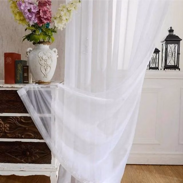NESTLUNE White Sheer Window Net Curtain Privacy Drapes, Width: 100 cm – 1