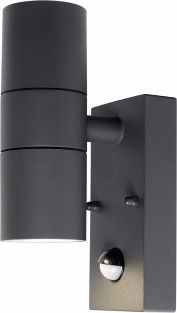 Litecraft Fibo Outdoor Up and Down Wall Light with PIR Motion Sensor in Anthracite