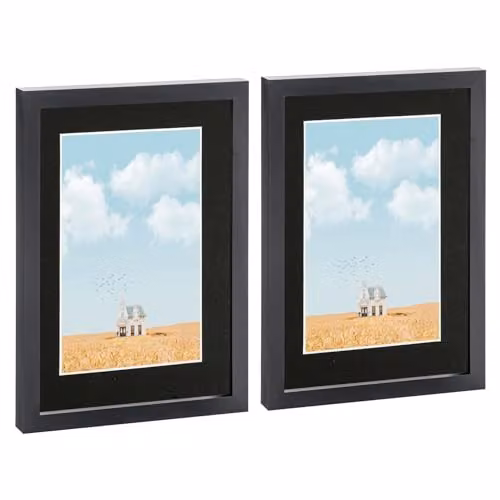 Nicola Spring Pack of 2 Black A4 Rectangular Photo Frames with Glass