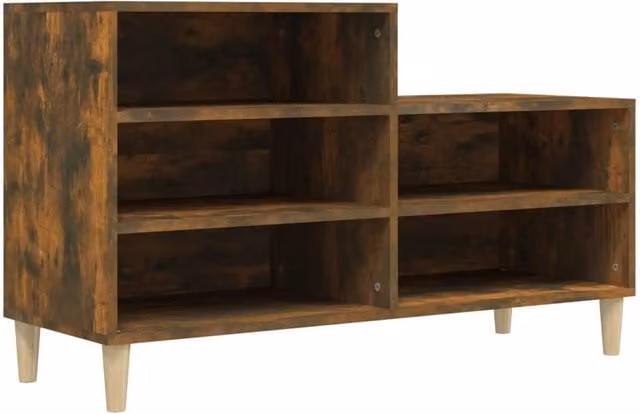 Berkfield Home Smoked Oak Shoe Cabinet in Brown, W/D/H: 102 x 36 x 60 cm – 1
