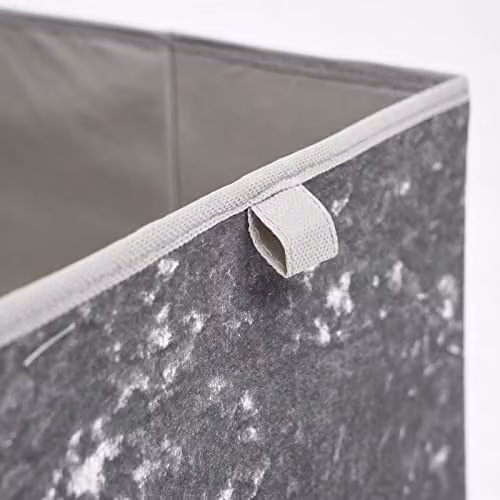 OHS Pack of 4 Crushed Velvet Foldable Storage Boxes with Handles, Anthracite Grey, W/D/H: 27.0 x 27.0 x 27.0 cm – 2