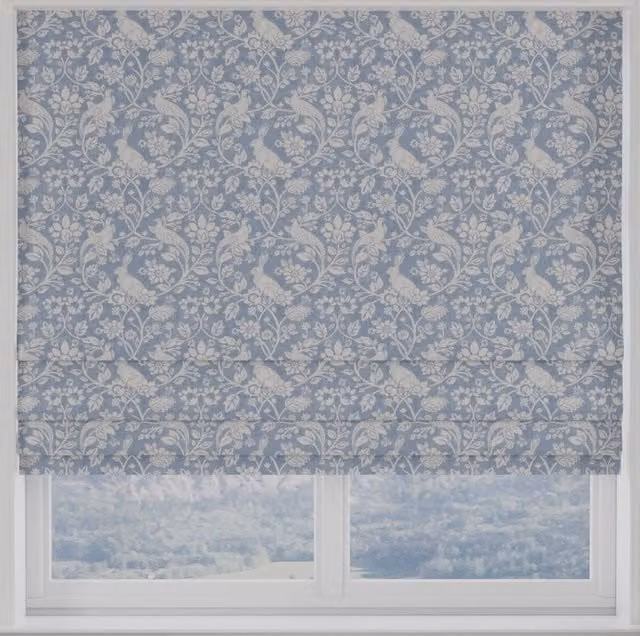 Terrys Made to Measure Blackout Roman Blind in Blue Floral and Animal Print