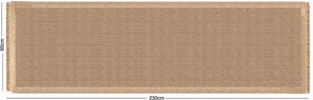 Arthouse Jute Effect Herringbone Rug in Beige and Yellow, W: 230 cm, D: 60 cm
