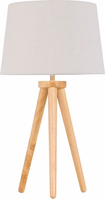 First Choice Lighting Voyage Table Lamp with Brown Linen Shade and Wood Base, H: 51.0 cm, W: 28.5 cm, D: 28.5 cm – 1