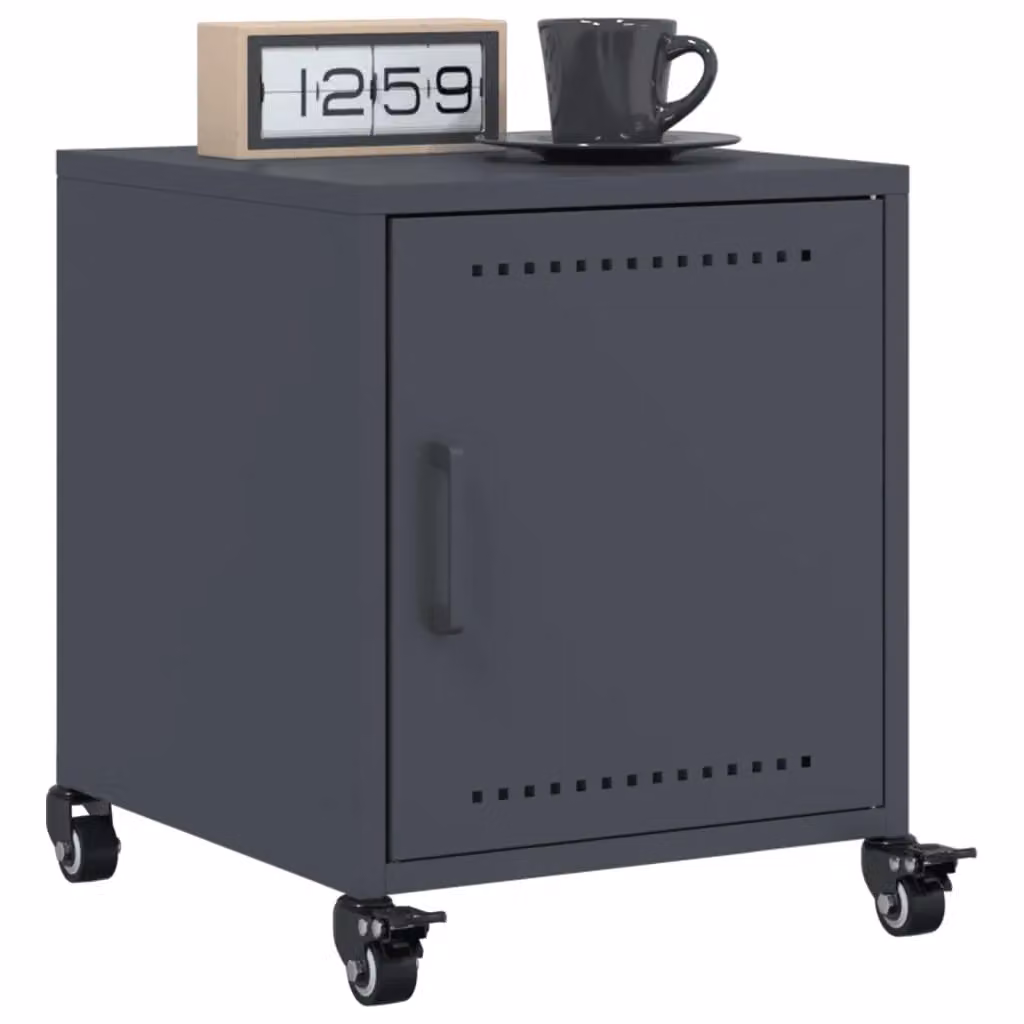 Berkfield Home Set of 2 Anthracite and Black Metal Bedside Cabinets, W/D/H: 36 x 39 x 43.5 cm – 3