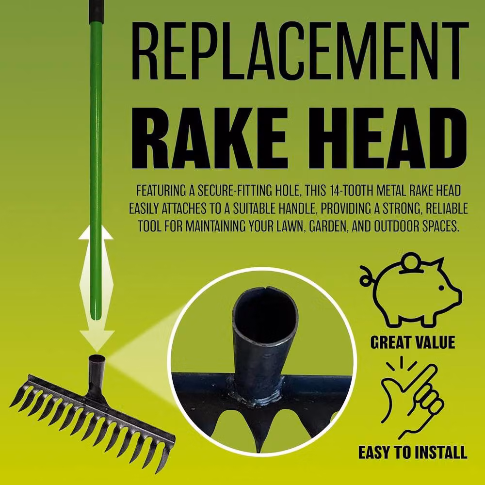 BARGAINS-GALORE 14 Tooth Steel Replacement Rake Head in Black – 3