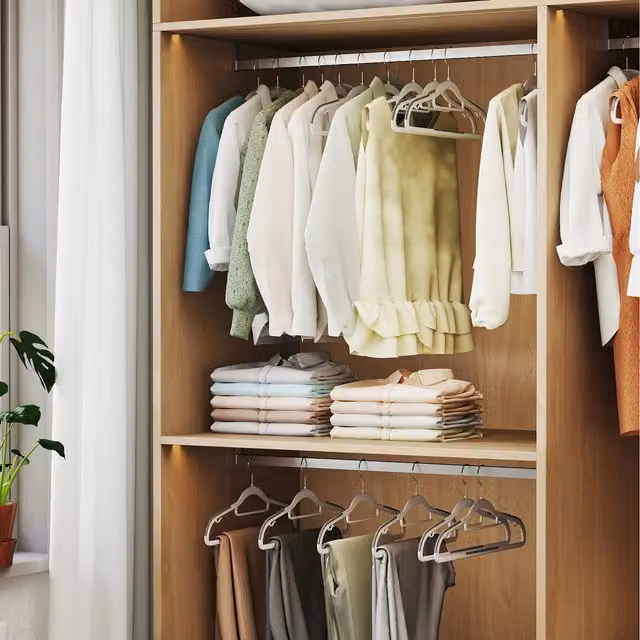 SONGMICS Non-Slip Space-Saving Clothes Hangers with Swivel Hook and Bar in White