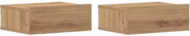 Berkfield Home Artisan Oak Floating Nightstands, 2 Piece Set in Brown, W/D/H: 40 x 32 x 15 cm – 1