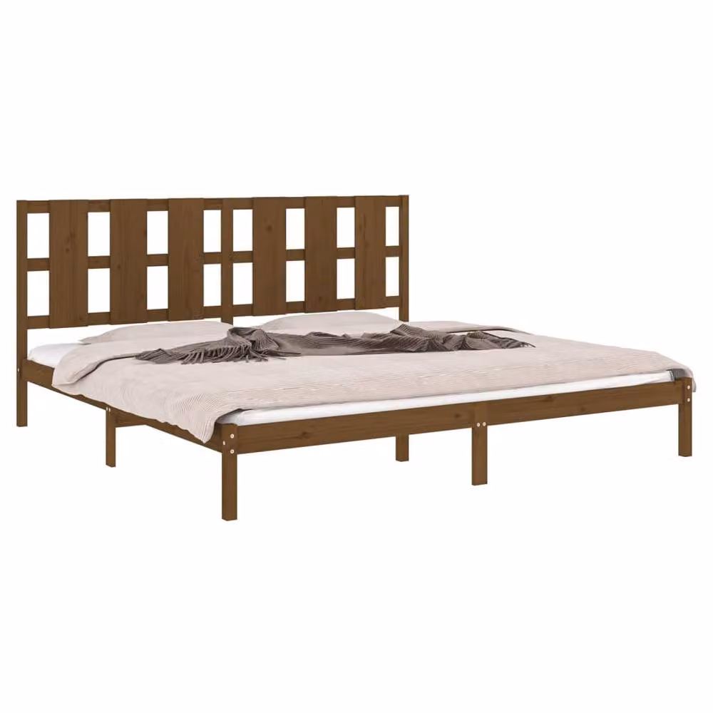 Berkfield Home Modern Solid Wood Pine Bed Frame in Honey Brown, 200 x 200 cm – 3
