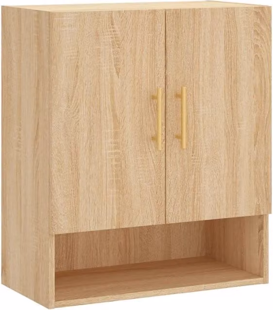 Berkfield Home Sonoma Oak Wall Cabinet in Beige, W/D/H: 60 x 31 x 70 cm