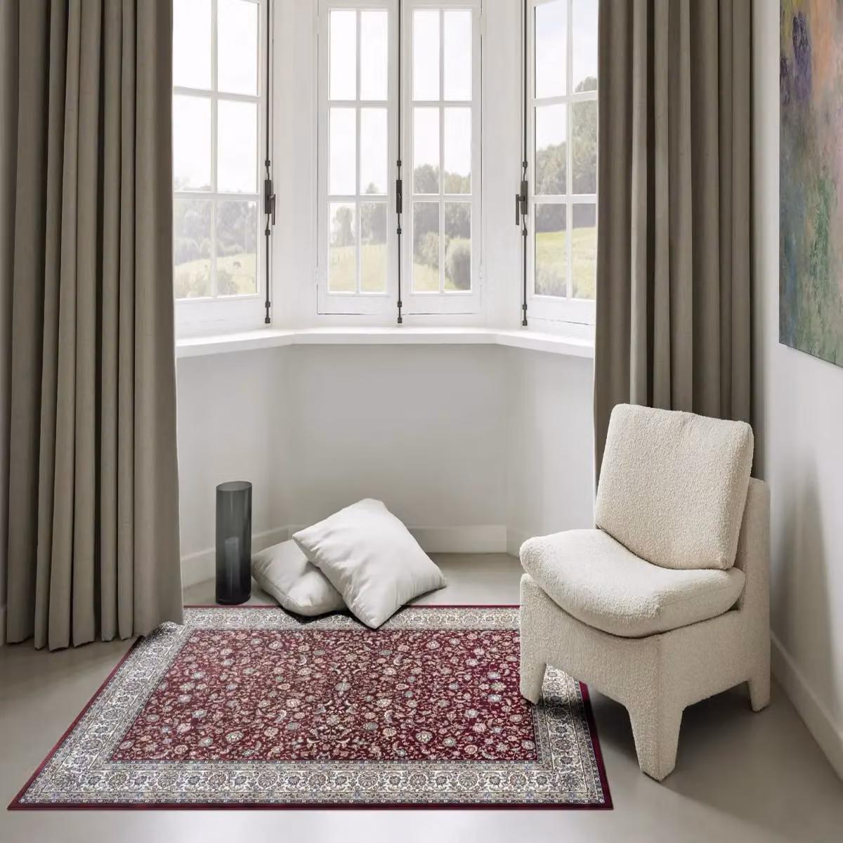 The Rug Shop UK Border Floral Red Traditional Machine Woven Area Rug W: 160 cm, L: 230 cm – 2