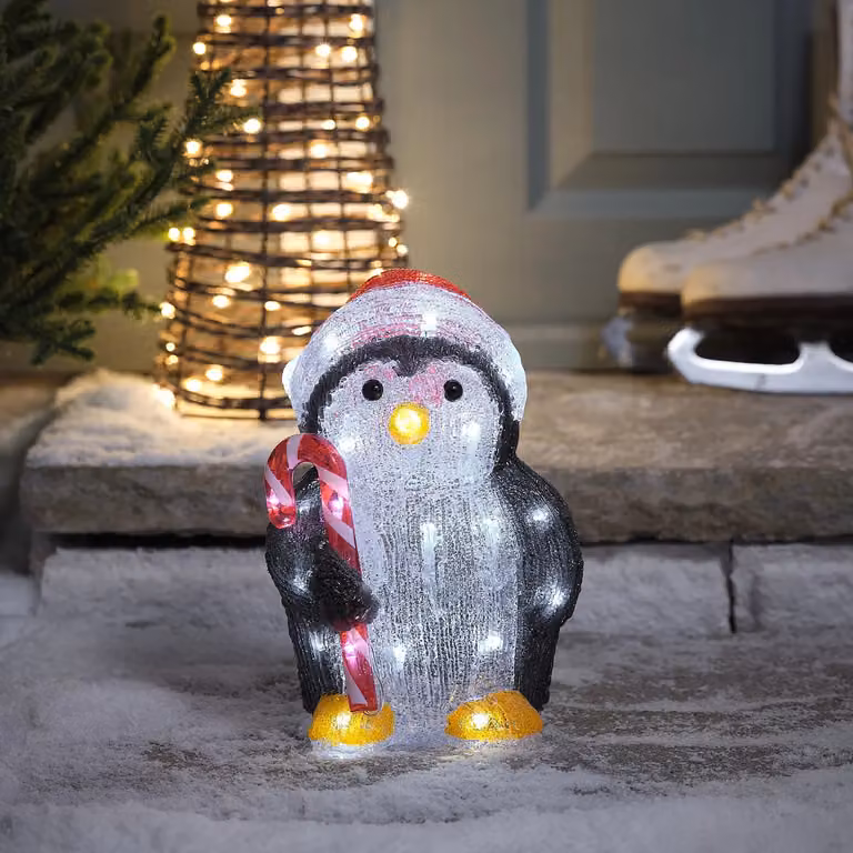 Pablo Penguin Multicolour LED 3D Acrylic Outdoor Christmas Figure, Height: 24 cm