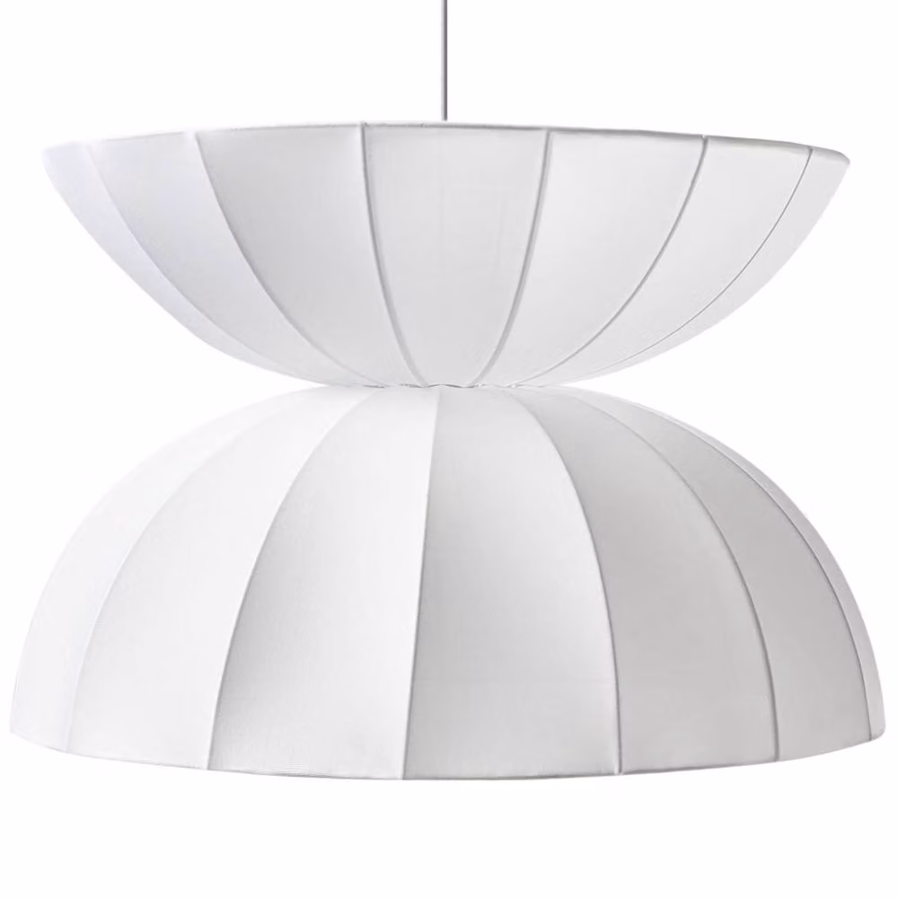 Wyld and Coco White Minimalist Pendant Lamp with Fabric and Metal Dome Design – 2