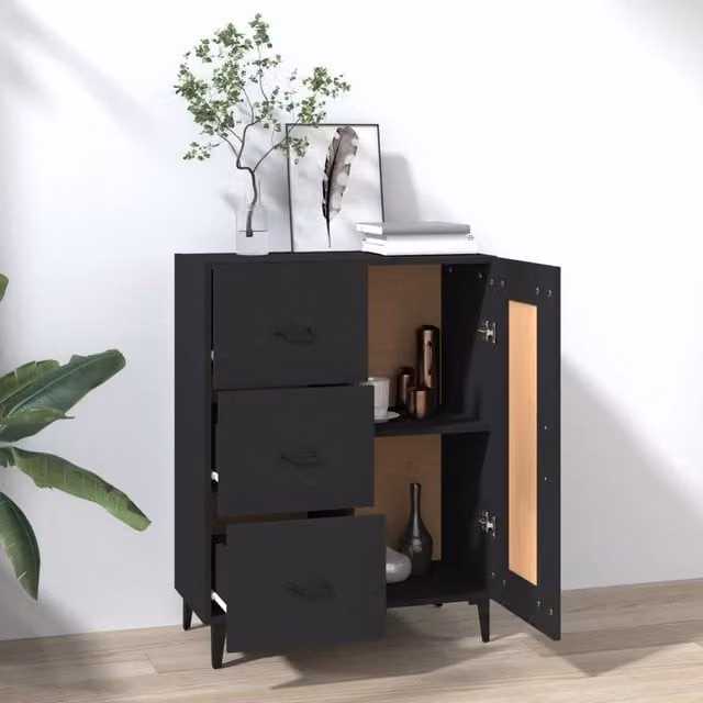 Berkfield Home Black Sideboard, W: 69.5 cm, D: 34 cm, H: 90 cm – 1