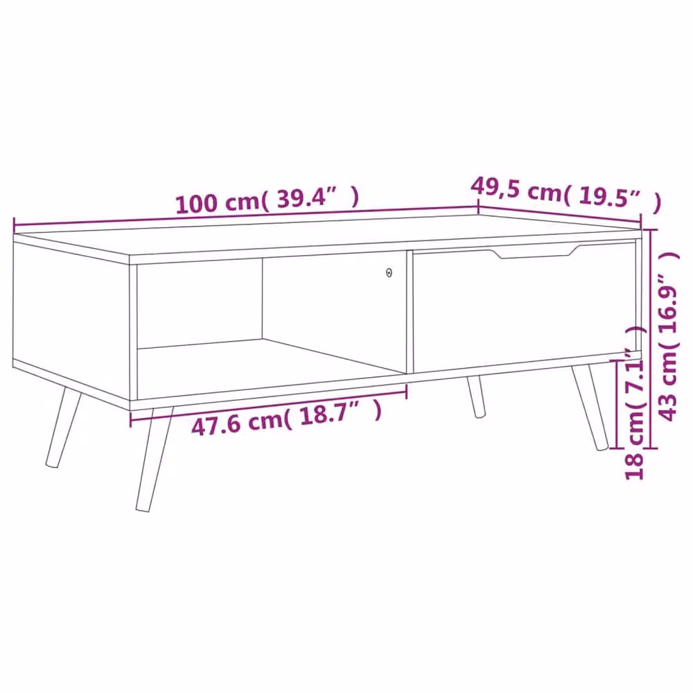 Berkfield Home Rectangular Coffee Table in Grey Concrete Effect, W/D/H: 100 x 49.5 x 43 cm – 3