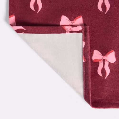 OHS Set of 4 Bow Print Matte Velvet Placemats, Burgundy, W: 40 cm, D: 30 cm – 5