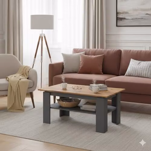 Shefa Line Element 900 Coffee Table in Oak and Graphite with Open Shelf – 3