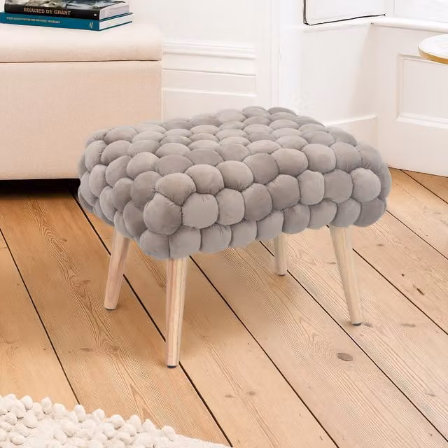 Artemis Home Cushla Bubbly Velvet Small Footstool in Mole