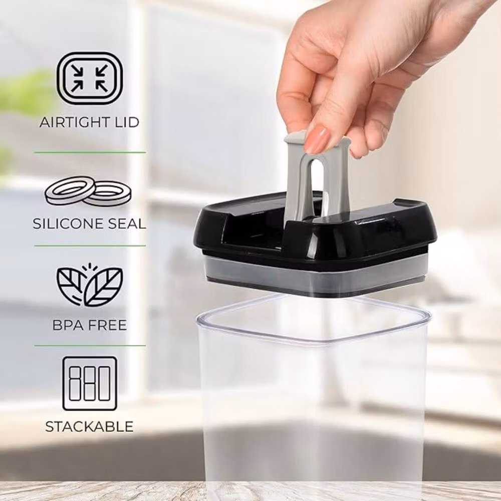 Top 3 Airtight Stackable Food Storage Containers, Pack of 3 x 1.2 l, Clear Plastic and Silicone – 3