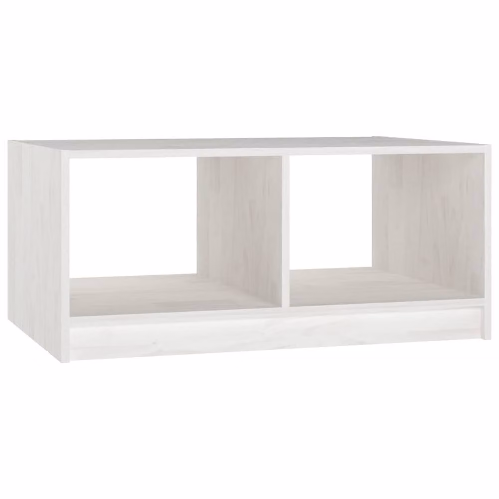 Berkfield Home Modern White Solid Pinewood Coffee Table W: 75 cm, D: 50 cm, H: 33.5 cm – 2