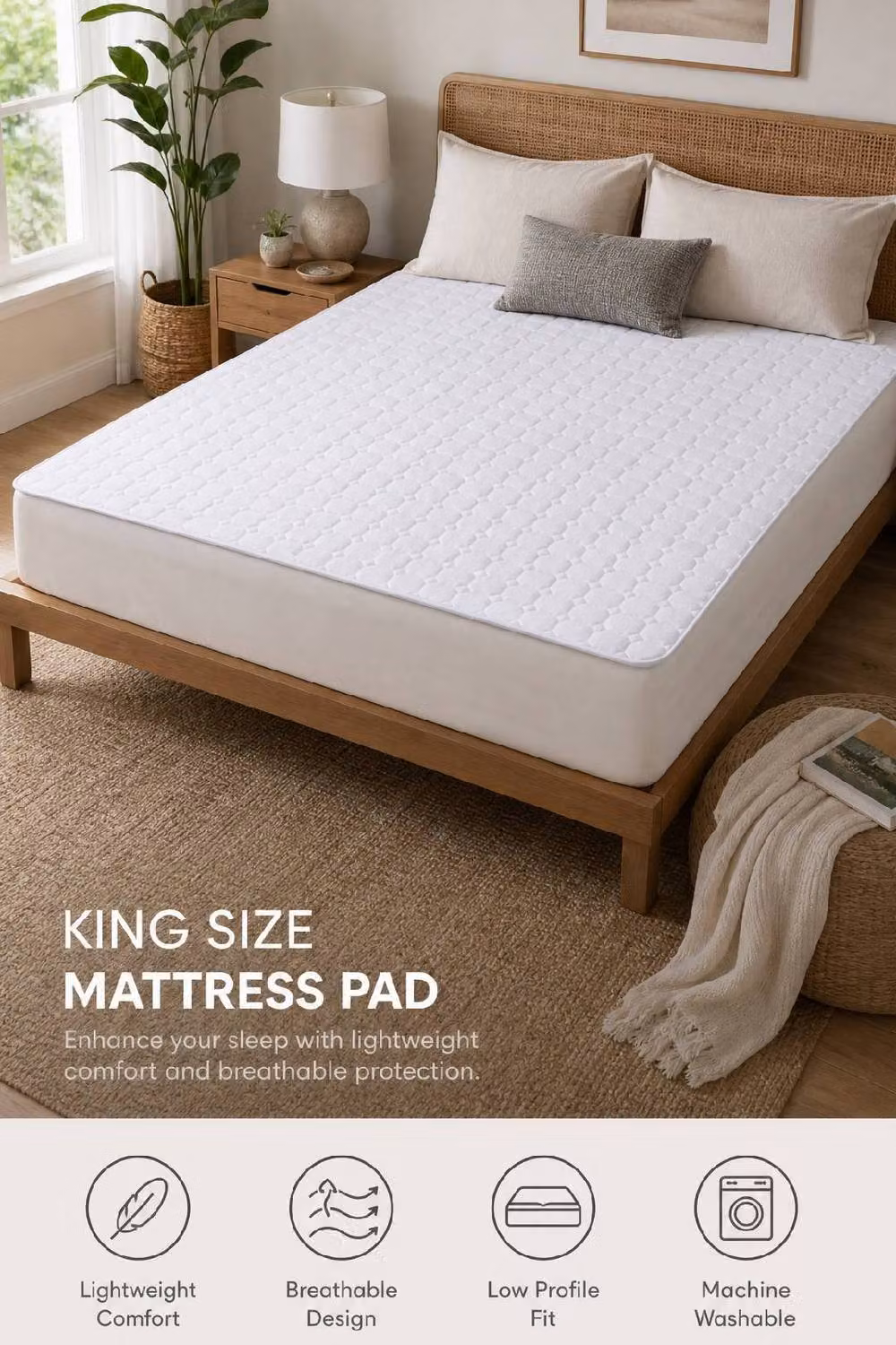 ExtraStar King Size Waterproof and Breathable Microfibre Mattress Protector in White, W/D/H: 150 x 200 cm – 2