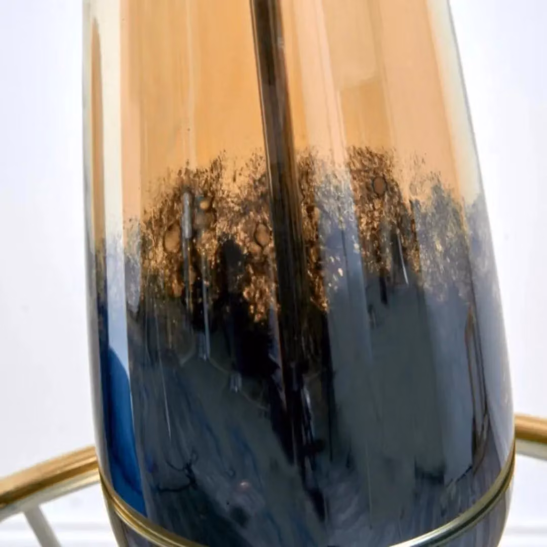 Pagazzi Elena Blue Glass and Metal Modern Table Lamp – 4