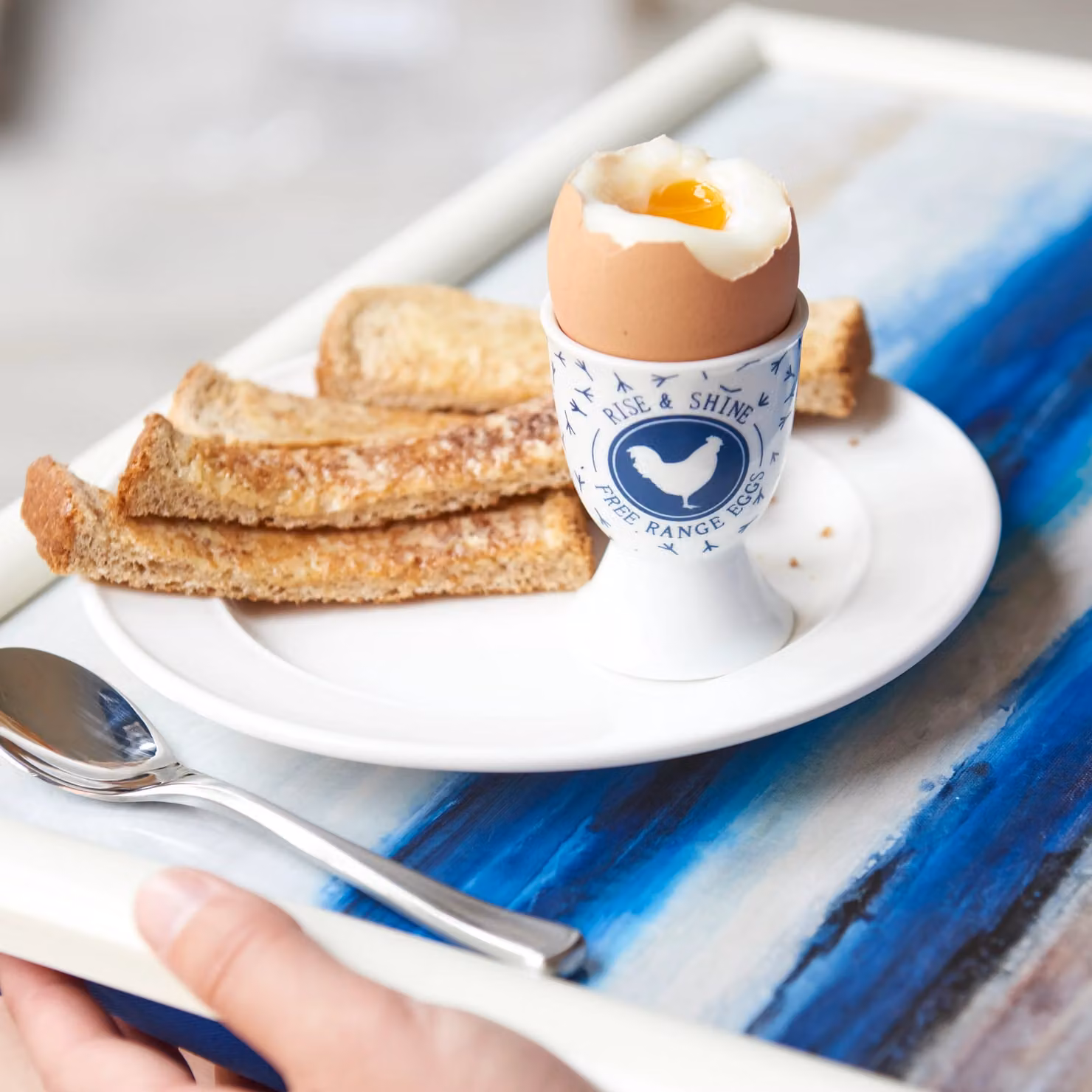 Kitchen Craft Blue Porcelain Egg Cup, W: 9 cm, D: 12 cm, H: 16 cm – 3