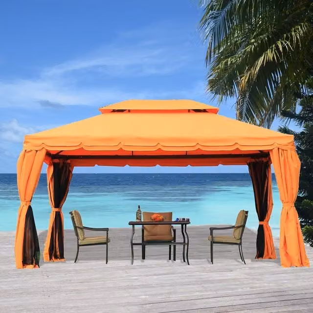 Outsunny Orange Garden Gazebo Canopy Shelter with Aluminium and Polyester Frame