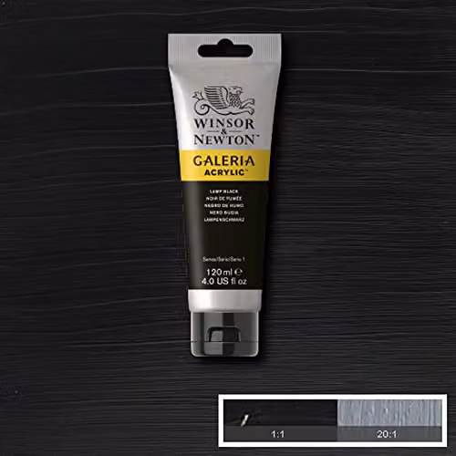Winsor & Newton Galeria Acrylic Paint, Lamp Black, 120ml – 3