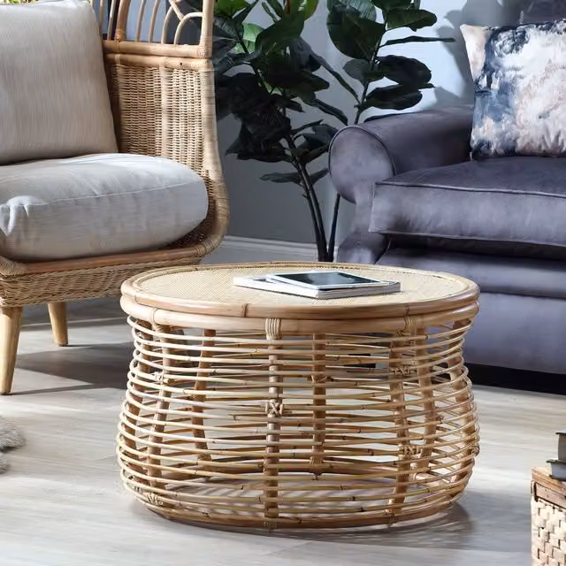 Desser Round Rattan Coffee Table in Beige