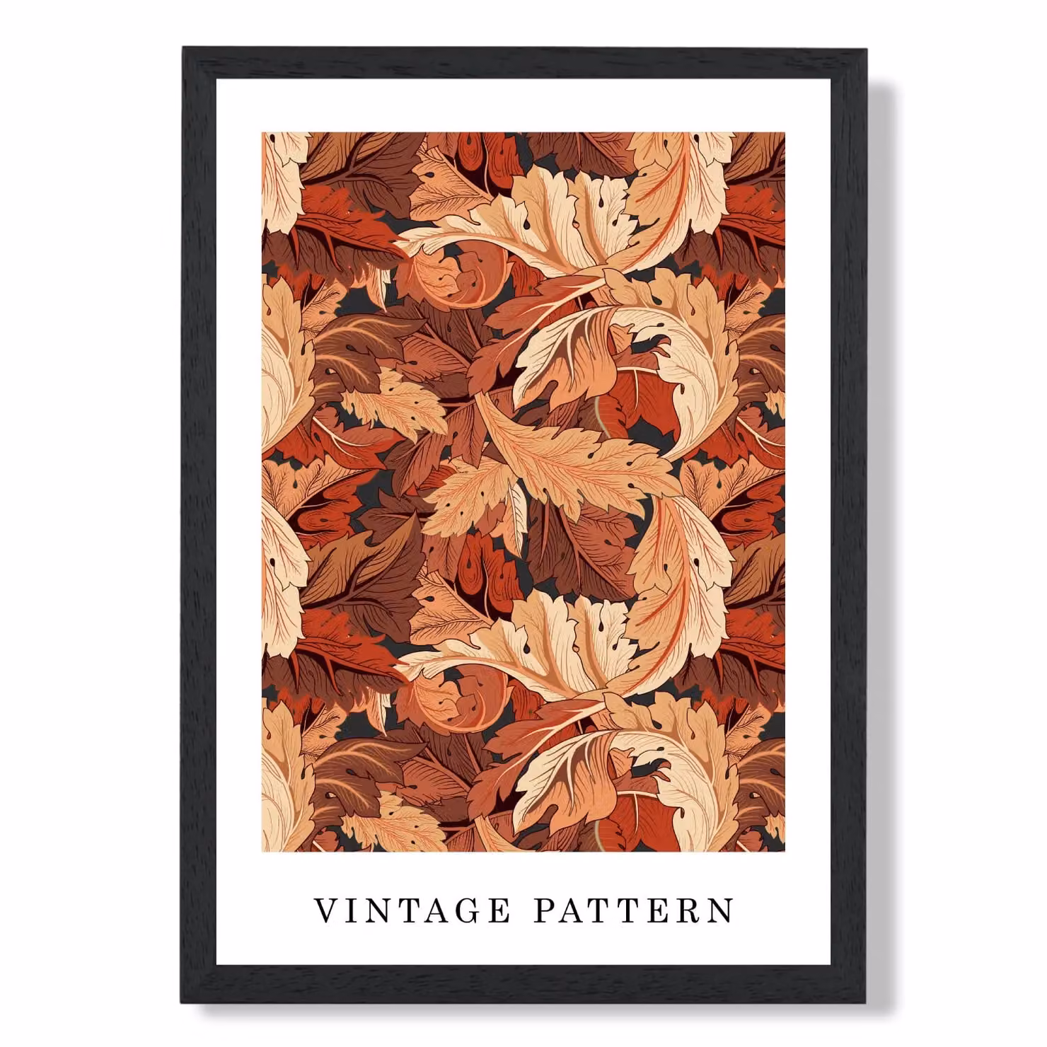 ARTZE William Morris Acanthus Floral Art Print in Orange with Black Frame – 2