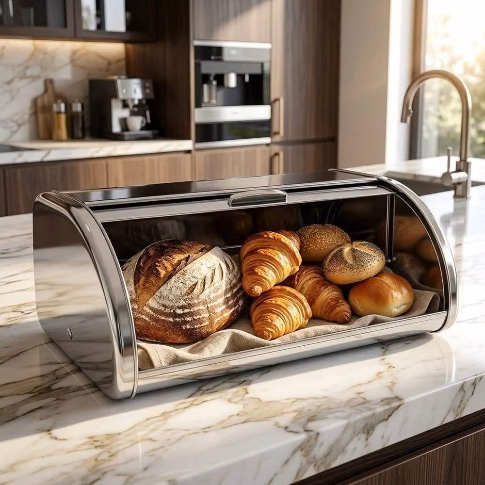 PAWNORA Stainless Steel Bread Bin in Silver – 2