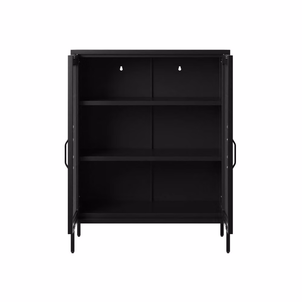 Lemon Pavilion Furniture Reuben Industrial Storage Cabinet in Black Metal with Glass Doors, W/D/H: 80.0 x 40.0 x 102.0 cm – 2