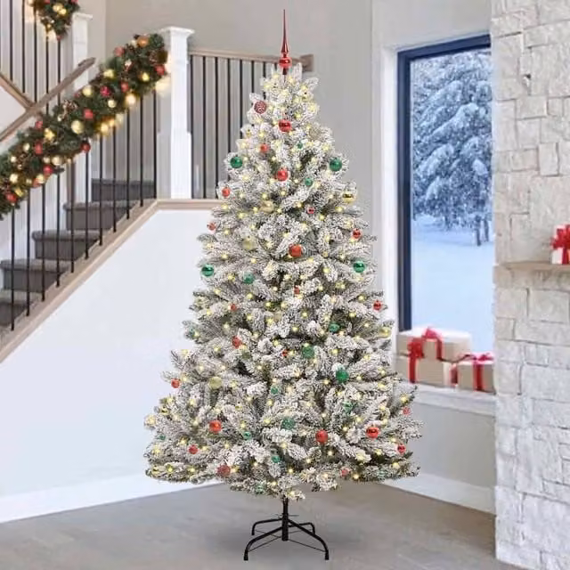 Berkfield Home Artificial Christmas Tree in Green and White, Height: 240 cm – 1