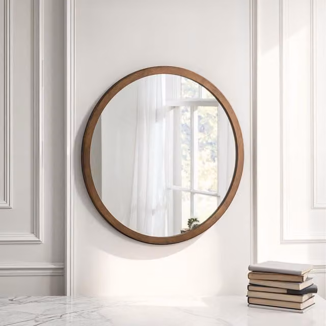 Yearn Modern Round Wall Mirror in Bronze, Diameter: 110 cm