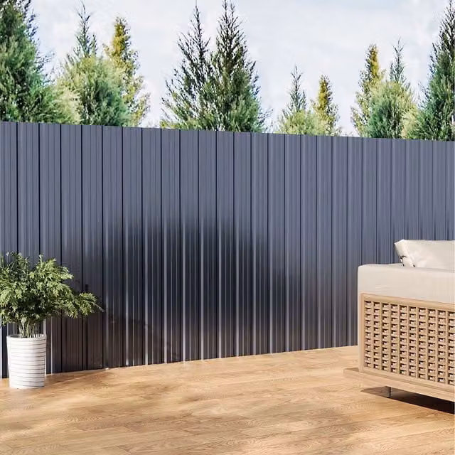 Komore Set of 6 Grey Corrugated Steel Enamel Sheets, Width: 115 cm