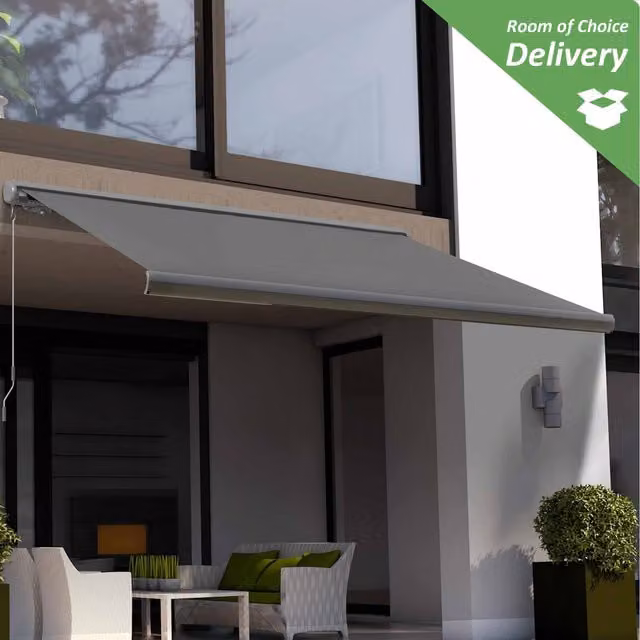 Outsunny Electric Motorised Awning with Cassette Case in Dark Grey, W: 350 cm, D: 300 cm
